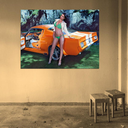 Frizzi Arnold Orange Car Hot Sexy Babe Woman Car Miss Tuning Wall Art Print Poster