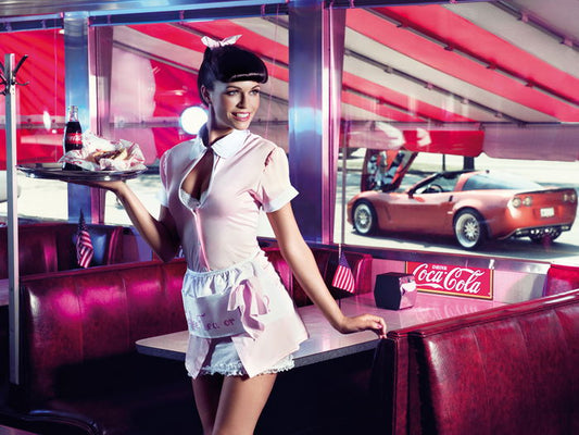 Girl American Waitress Pin-Up Coca Cola Hot Sexy Babe Woman Car Miss Tuning Wall Art Print Poster