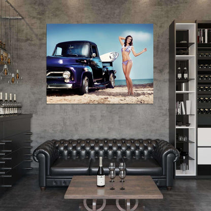 Kristin Zippel Beach Hot Sexy Babe Woman Car Miss Tuning Wall Art Print Poster