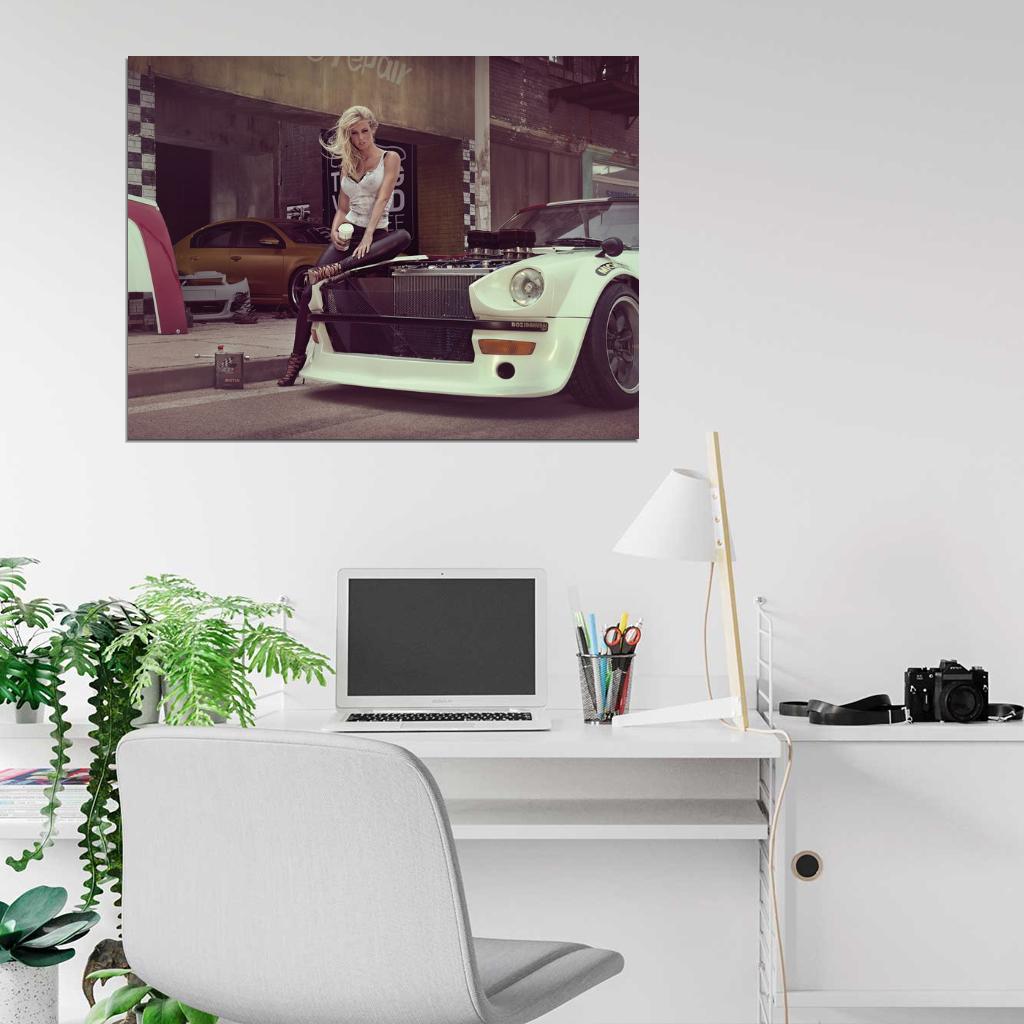 Leonie Hagmeyer-Reyinger Datsun 360Z Hot Sexy Babe Woman Car Miss Tuning Wall Art Print Poster