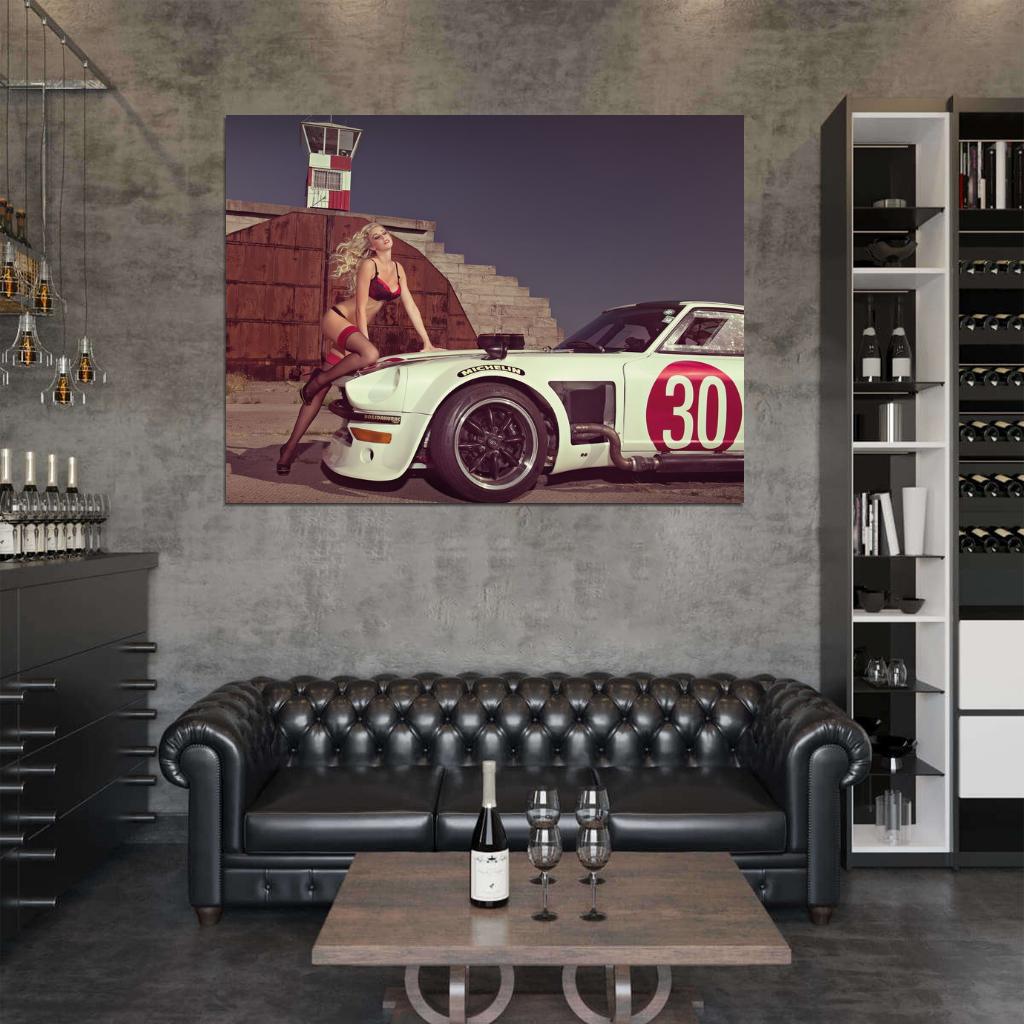 Leonie Hagmeyer-Reyinger Datsun 360Z Hot Stocking Sexy Babe Woman Car Miss Tuning Wall Art Print Poster