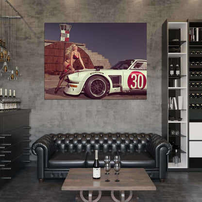 Leonie Hagmeyer-Reyinger Datsun 360Z Hot Stocking Sexy Babe Woman Car Miss Tuning Wall Art Print Poster