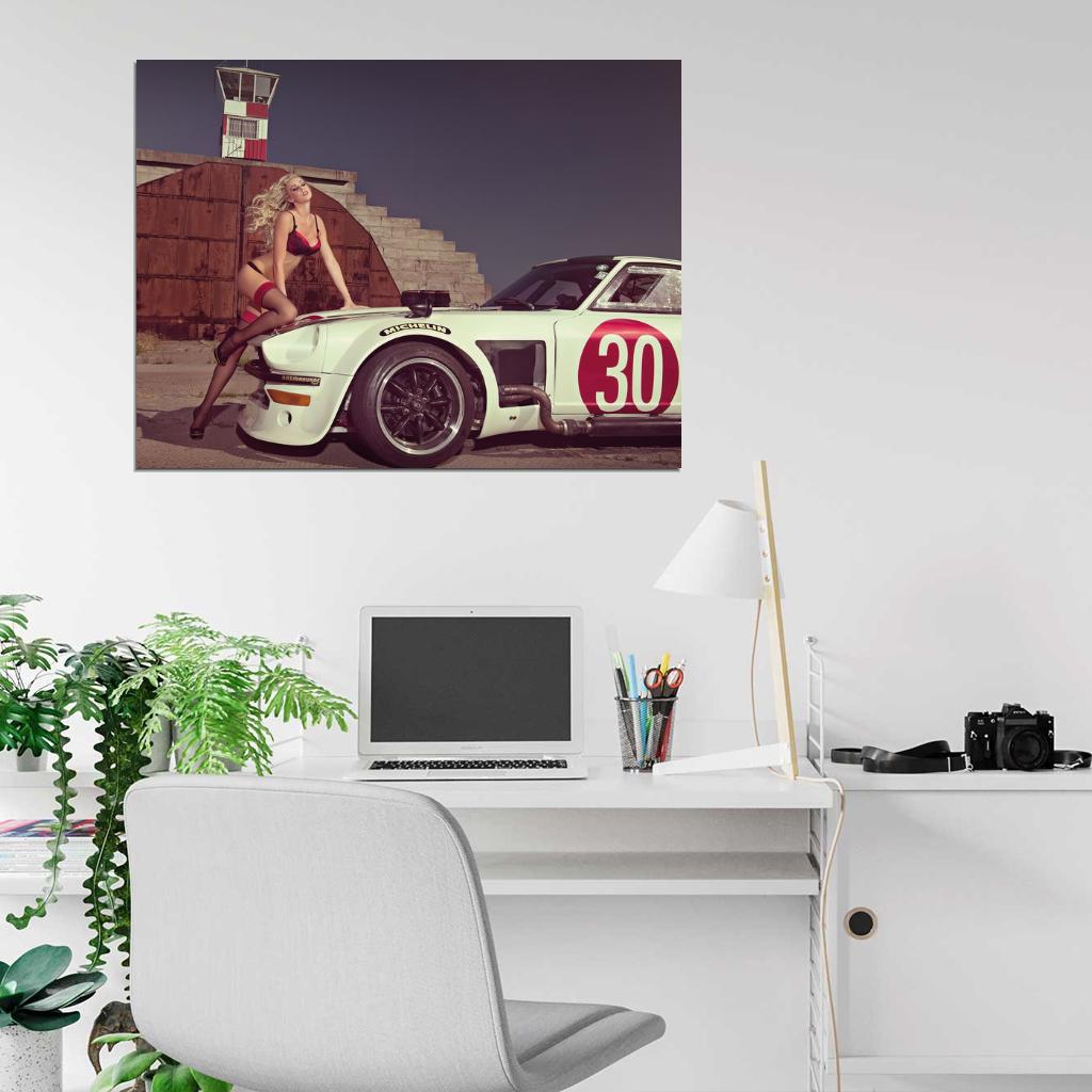 Leonie Hagmeyer-Reyinger Datsun 360Z Hot Stocking Sexy Babe Woman Car Miss Tuning Wall Art Print Poster