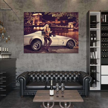 Leonie Hagmeyer-Reyinger City Night Hot Stocking Sexy Babe Woman Car Miss Tuning Wall Art Print Poster