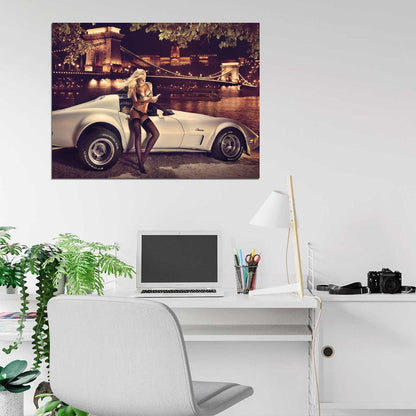 Leonie Hagmeyer-Reyinger City Night Hot Stocking Sexy Babe Woman Car Miss Tuning Wall Art Print Poster
