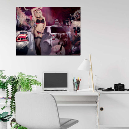 Mandy Lange Hot Stocking Sexy Lingerie Babe Woman Car Miss Tuning Wall Art Print Poster