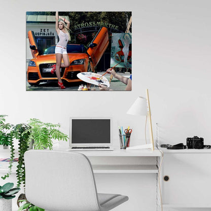 Mandy Lange Audi Hot Sexy Babe Woman Car Miss Tuning Wall Art Print Poster