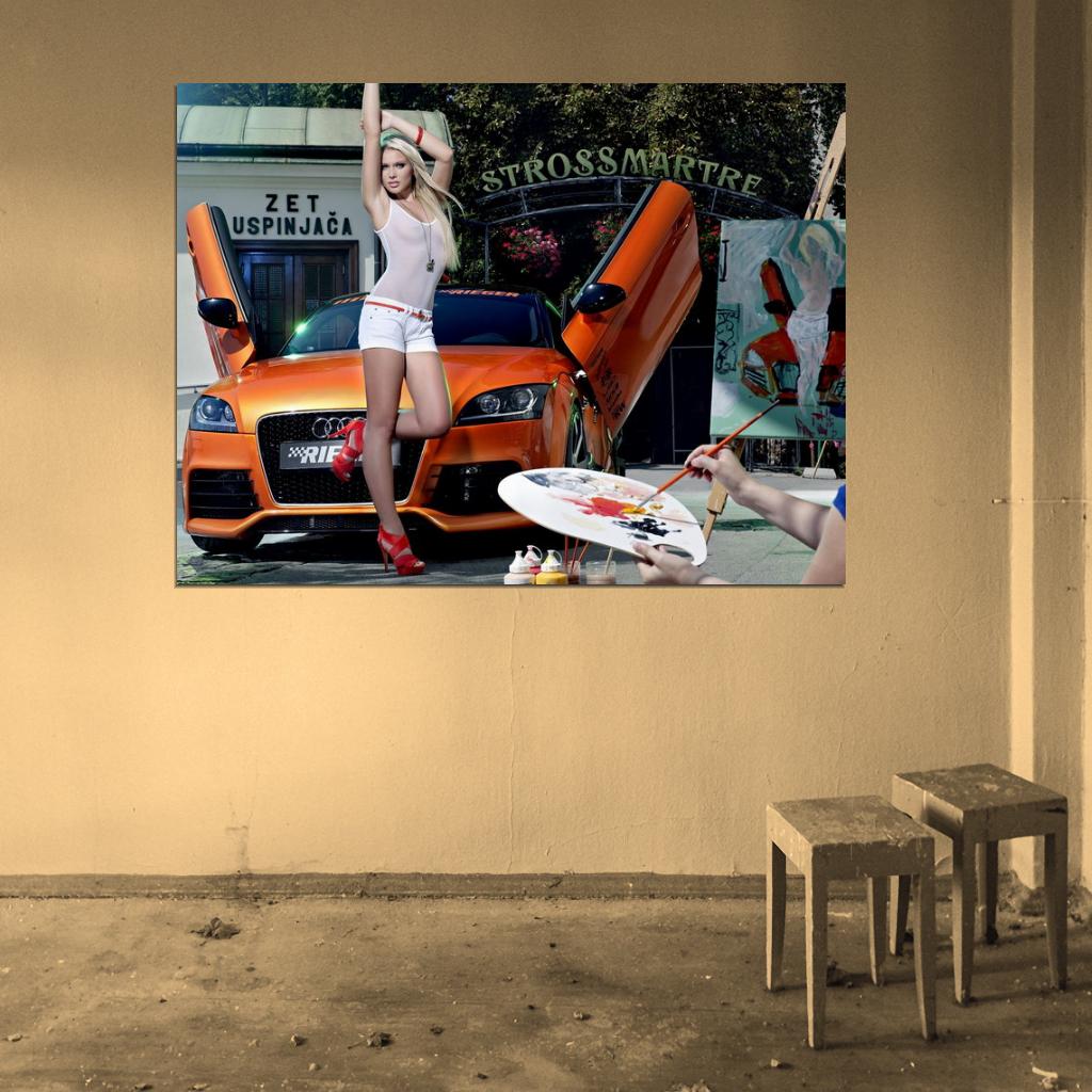 Mandy Lange Audi Hot Sexy Babe Woman Car Miss Tuning Wall Art Print Poster
