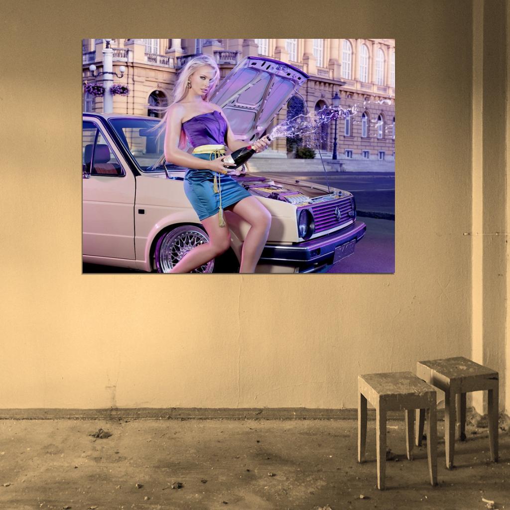 Mandy Lange Champaigne Hot Sexy Babe Woman Car Miss Tuning Wall Art Print Poster