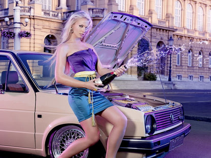 Mandy Lange Champaigne Hot Sexy Babe Woman Car Miss Tuning Wall Art Print Poster