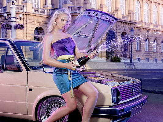 Mandy Lange Champaigne Hot Sexy Babe Woman Car Miss Tuning Wall Art Print Poster