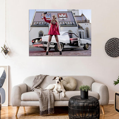 Mandy Lange Camera Hot Sexy Babe Woman Car Miss Tuning Wall Art Print Poster