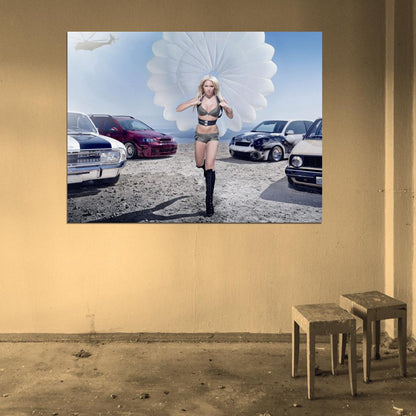Mandy Lange Parachute Hot Sexy Babe Woman Car Miss Tuning Wall Art Print Poster