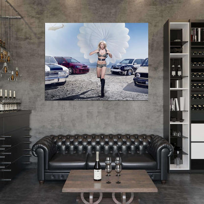 Mandy Lange Parachute Hot Sexy Babe Woman Car Miss Tuning Wall Art Print Poster