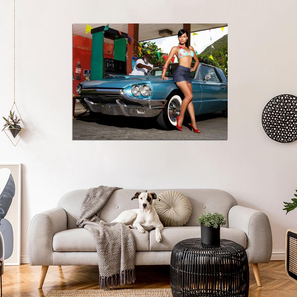 Gas Station Hot Sexy Babe Woman Car Miss Tuning Wall Art Print Poster