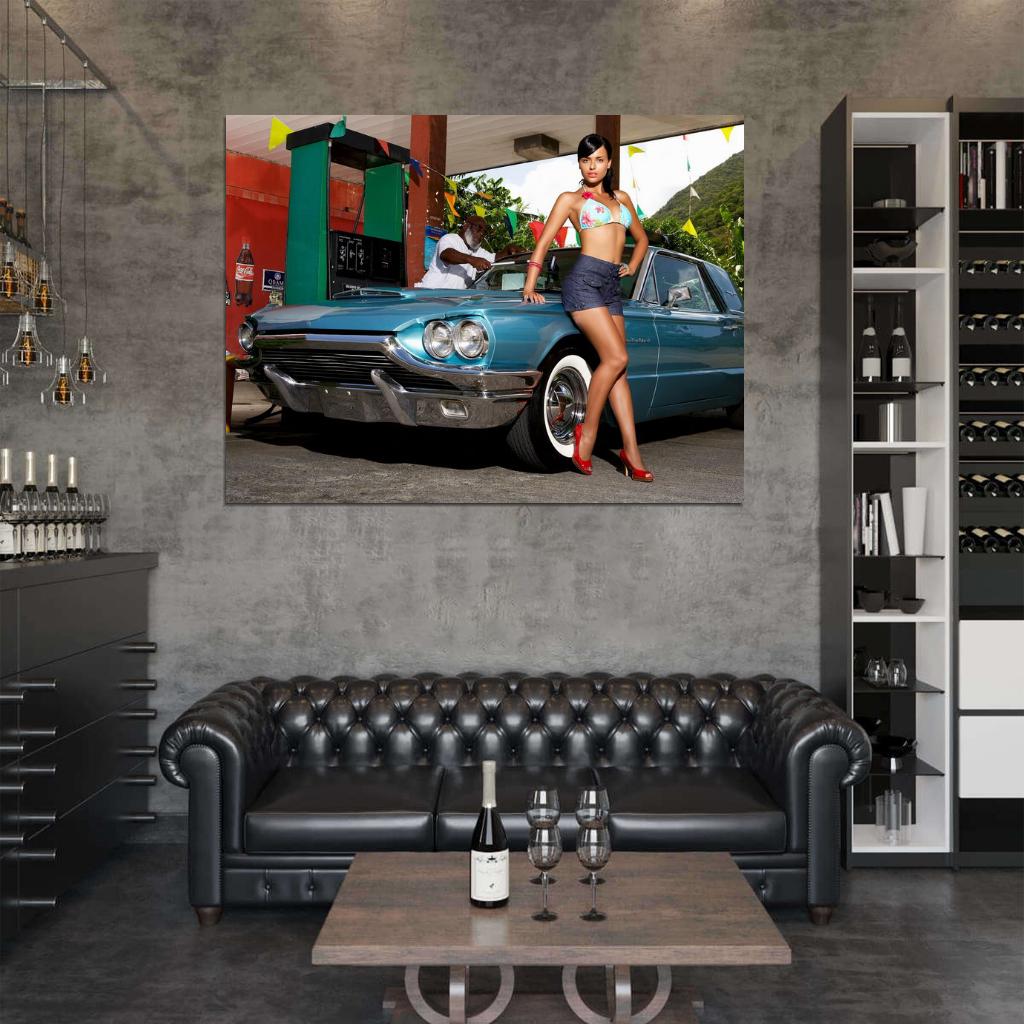 Gas Station Hot Sexy Babe Woman Car Miss Tuning Wall Art Print Poster