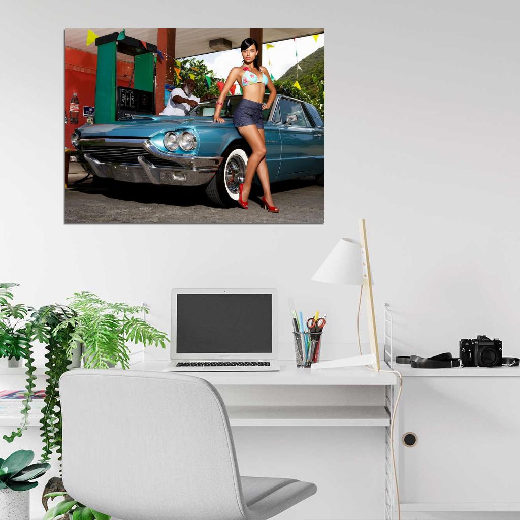 Gas Station Hot Sexy Babe Woman Car Miss Tuning Wall Art Print Poster