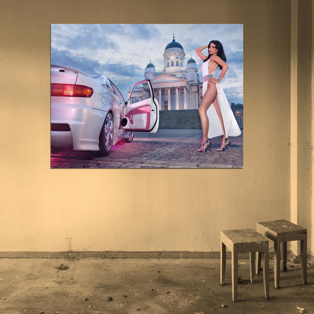 Frizzi Arnold Toyota Paseo Hot Sexy Babe Woman Car Miss Tuning Wall Art Print Poster