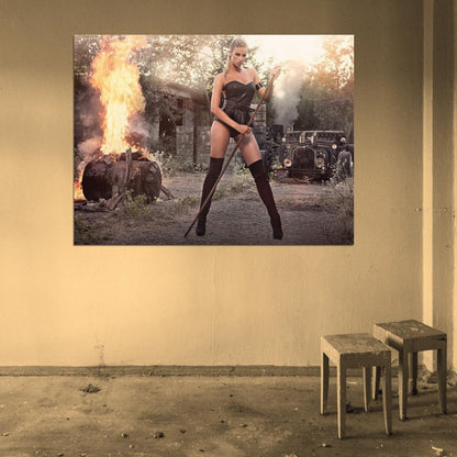 Leonie Hagmeyer-Reyinger Fire Hot Rod Sexy Babe Woman Car Miss Tuning Wall Art Print Poster