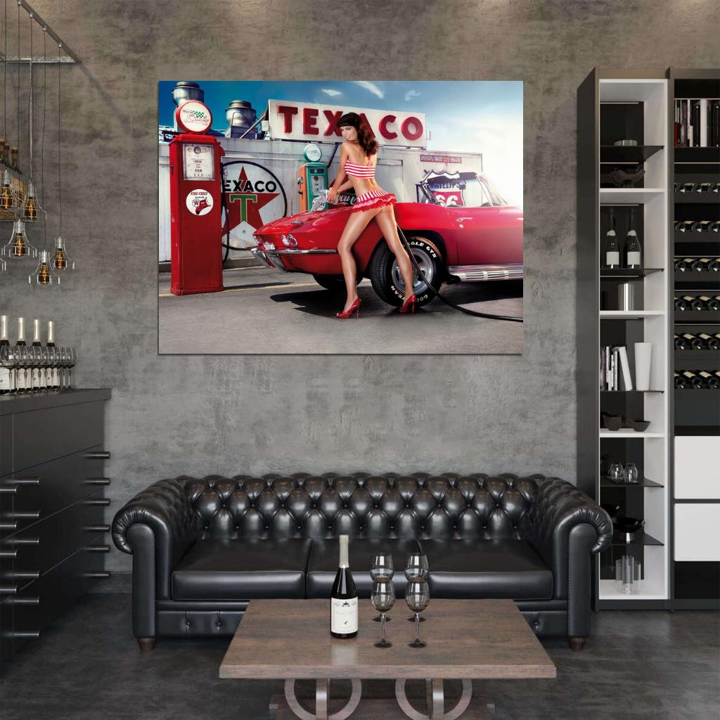 Gas Station Hot Sexy Babe Woman Car Miss Tuning Wall Art Print Poster
