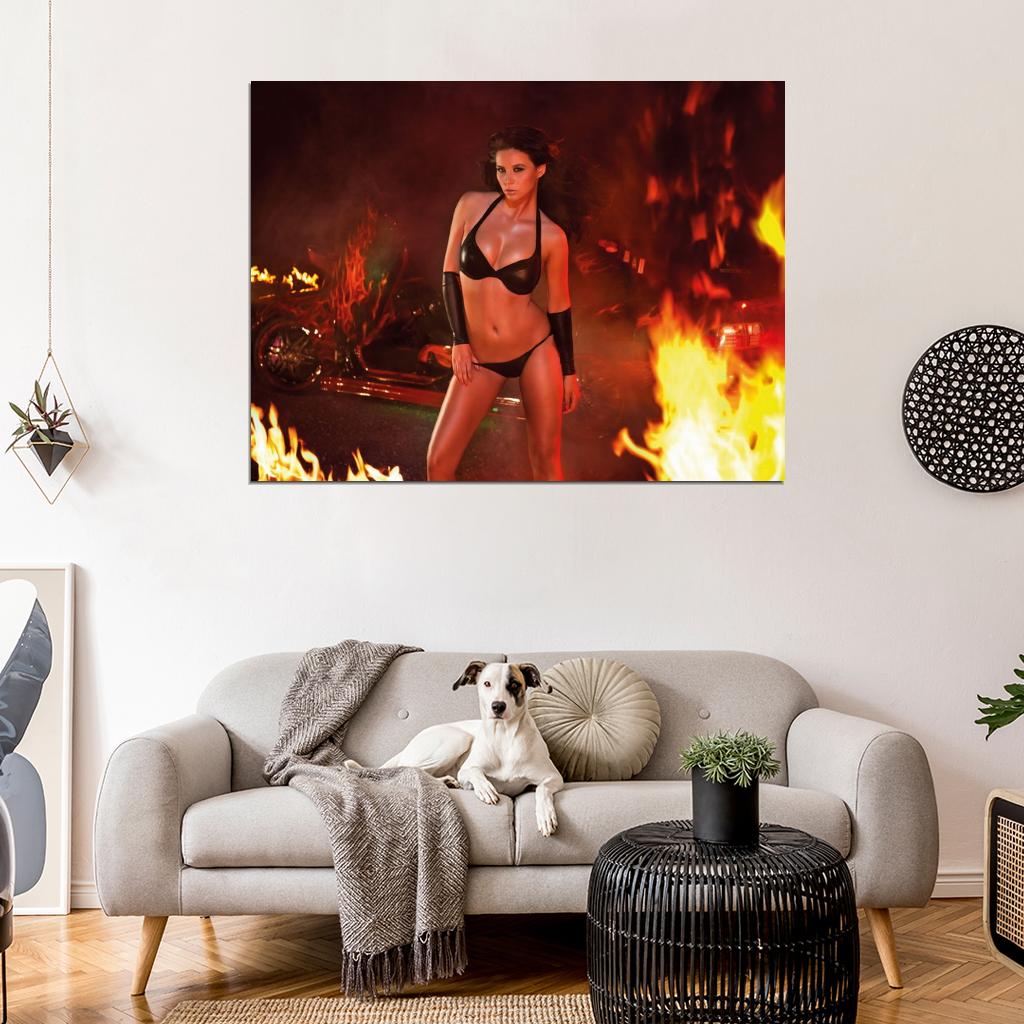 Fire Hot Sexy Babe Woman Car Miss Tuning Wall Art Print Poster