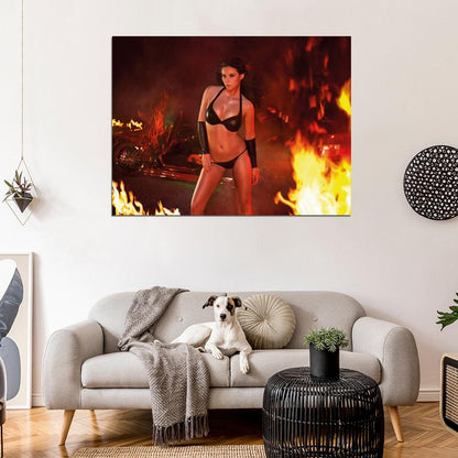 Fire Hot Sexy Babe Woman Car Miss Tuning Wall Art Print Poster