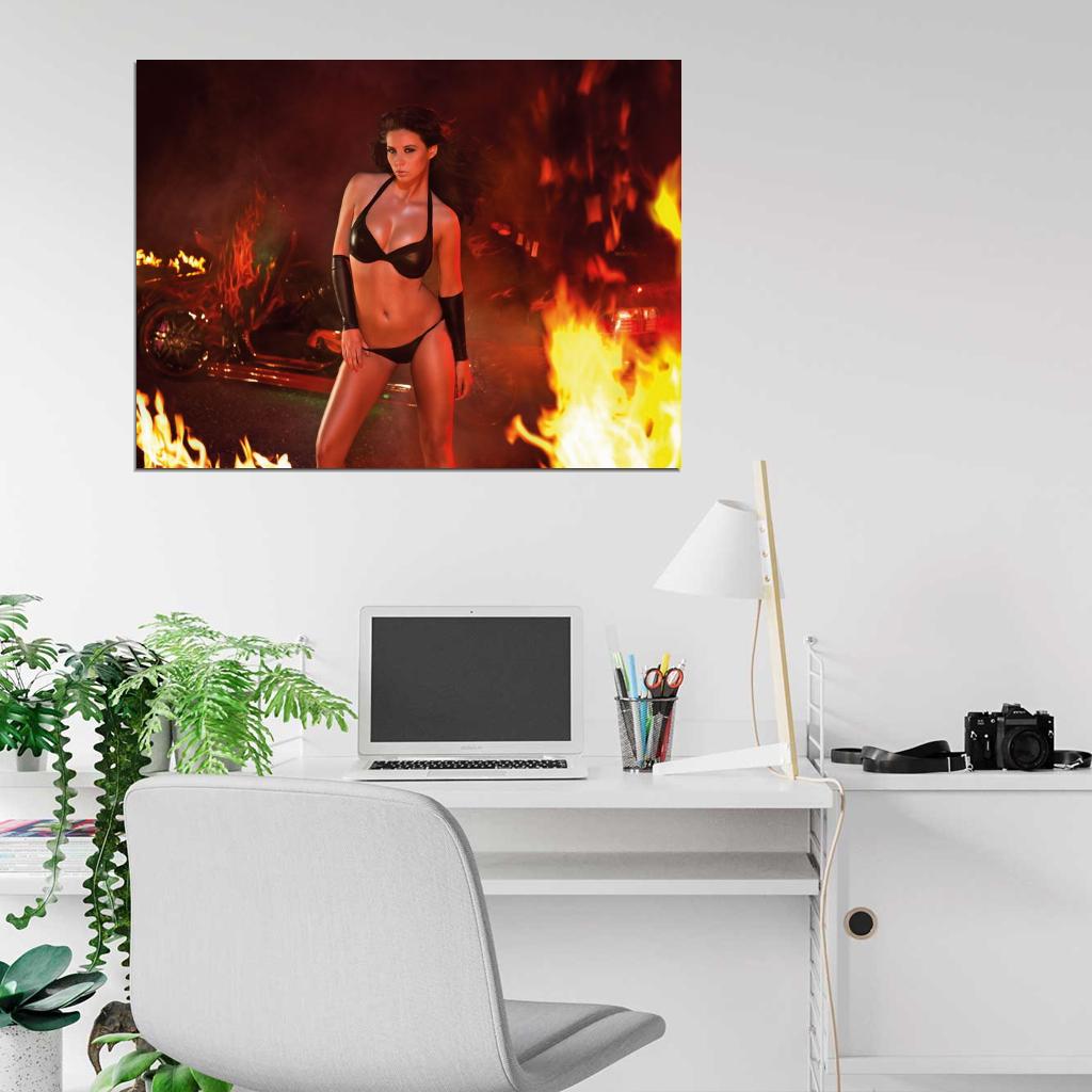 Fire Hot Sexy Babe Woman Car Miss Tuning Wall Art Print Poster
