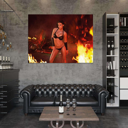 Fire Hot Sexy Babe Woman Car Miss Tuning Wall Art Print Poster