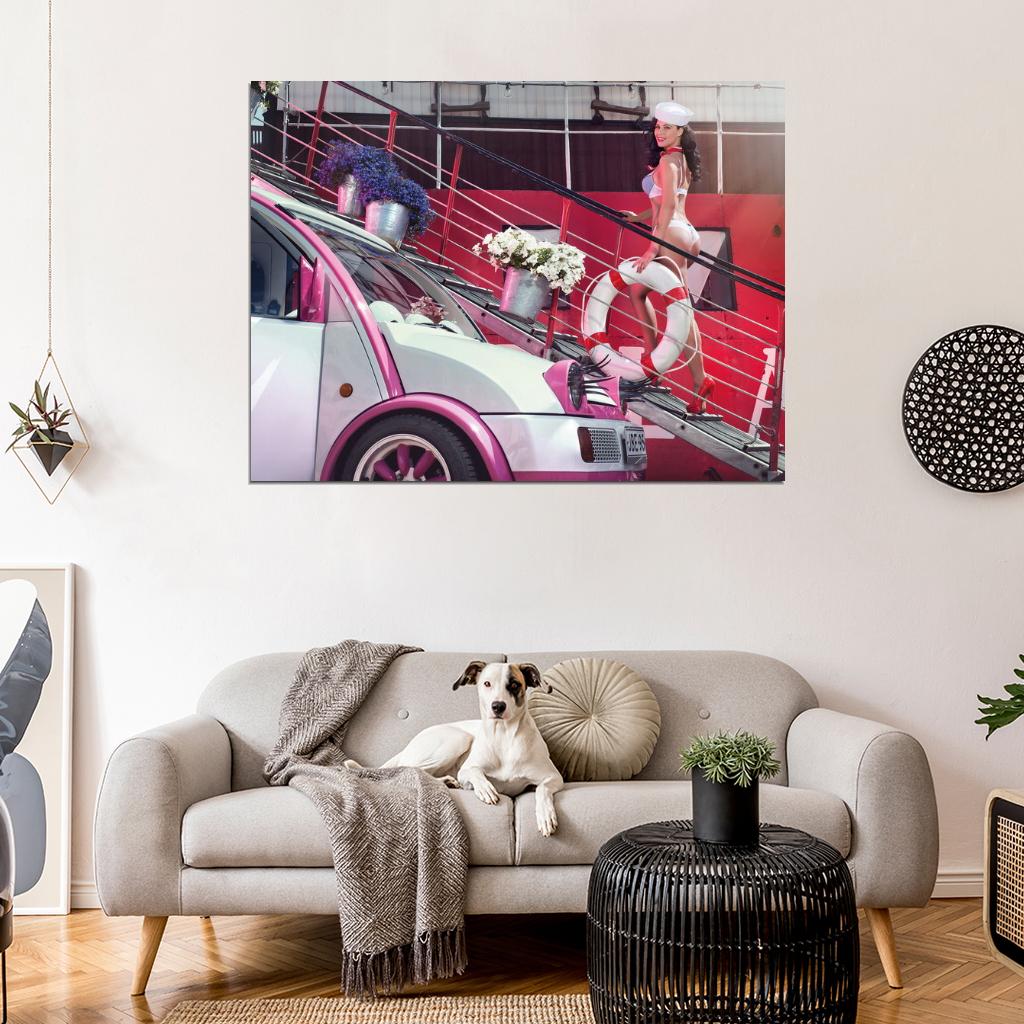 Sailor Hot Sexy Babe Woman Car Miss Tuning Wall Art Print Poster