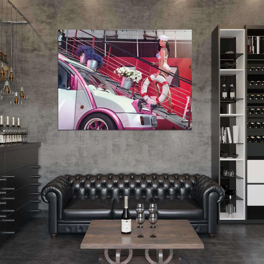 Sailor Hot Sexy Babe Woman Car Miss Tuning Wall Art Print Poster