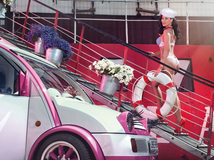 Sailor Hot Sexy Babe Woman Car Miss Tuning Wall Art Print Poster