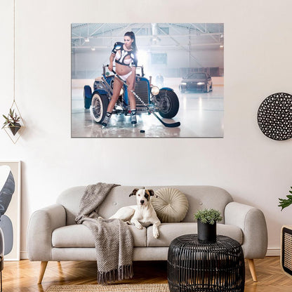 Ice Hockey Hot Sexy Babe Woman Car Miss Tuning Wall Art Print Poster