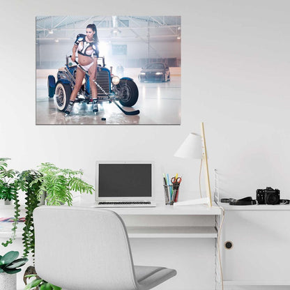 Ice Hockey Hot Sexy Babe Woman Car Miss Tuning Wall Art Print Poster