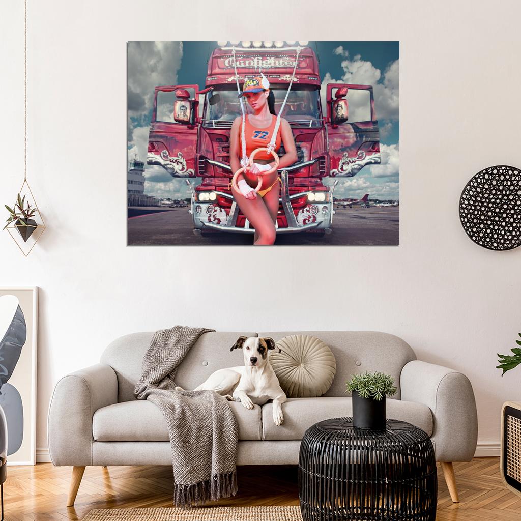Truck Scania Super Hot Sexy Babe Woman Car Miss Tuning Wall Art Print Poster