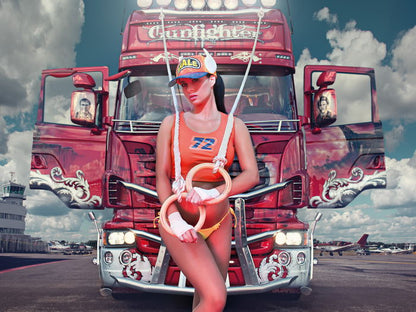 Truck Scania Super Hot Sexy Babe Woman Car Miss Tuning Wall Art Print Poster