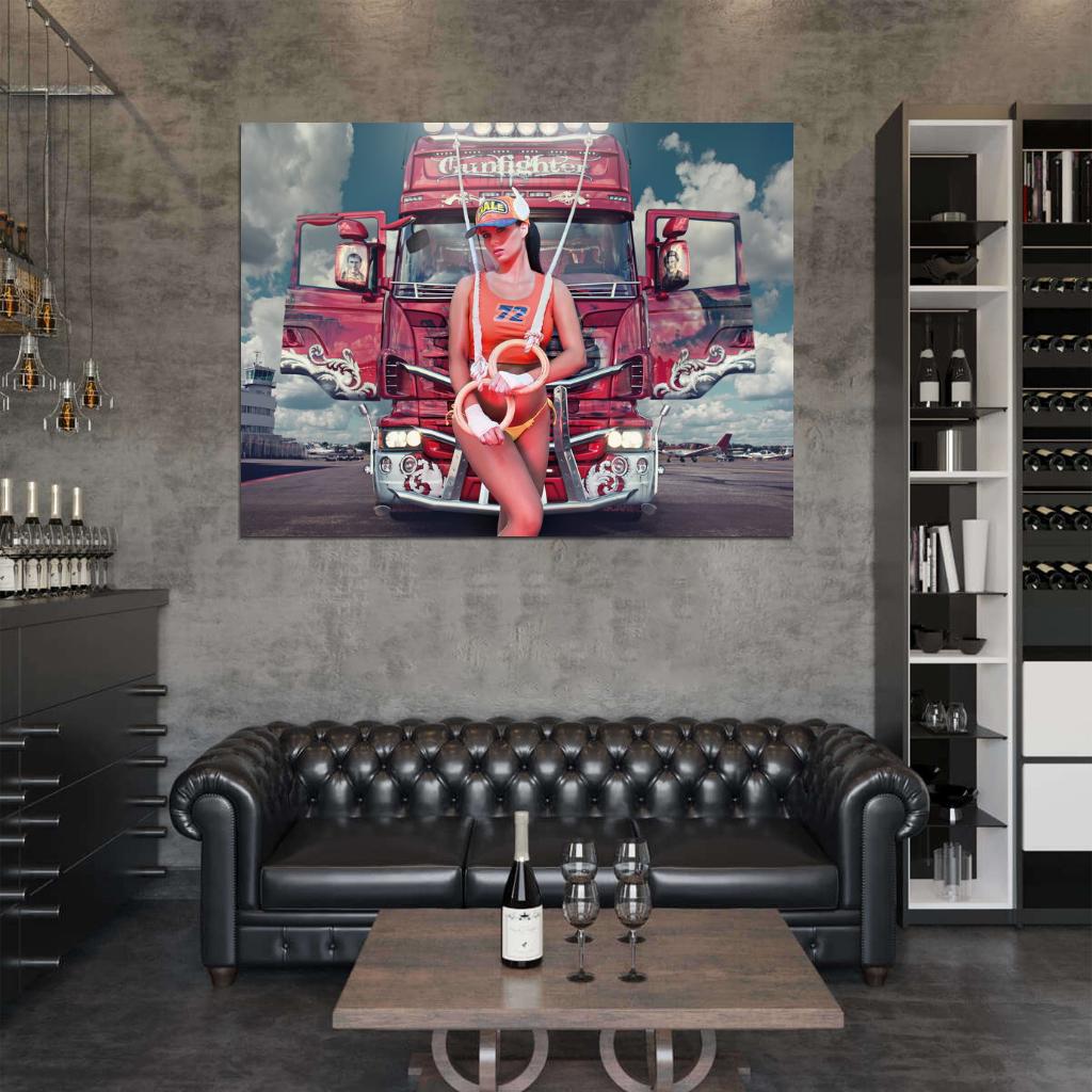 Truck Scania Super Hot Sexy Babe Woman Car Miss Tuning Wall Art Print Poster