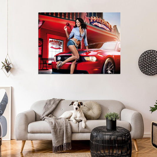 Lollipop Smile Hot Sexy Babe Woman Car Miss Tuning Wall Art Print Poster
