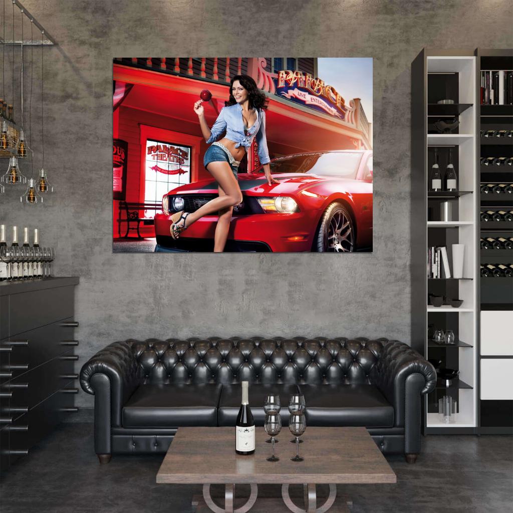 Lollipop Smile Hot Sexy Babe Woman Car Miss Tuning Wall Art Print Poster