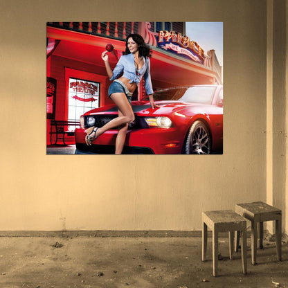 Lollipop Smile Hot Sexy Babe Woman Car Miss Tuning Wall Art Print Poster