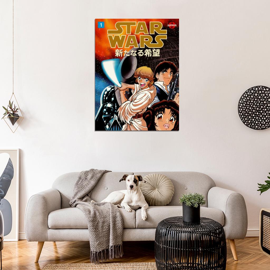 Star Wars Manga Anime Art Luke Skywalker Leia Vader Solo Wall Art Print Poster