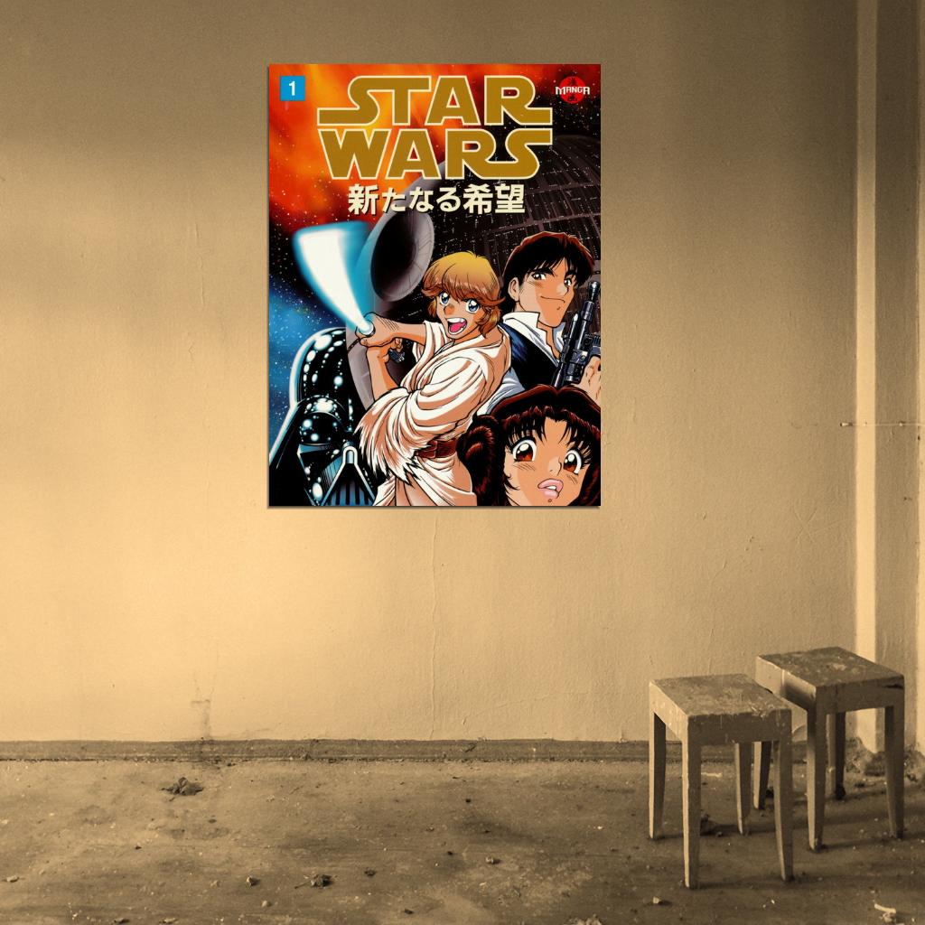 Star Wars Manga Anime Art Luke Skywalker Leia Vader Solo Wall Art Print Poster