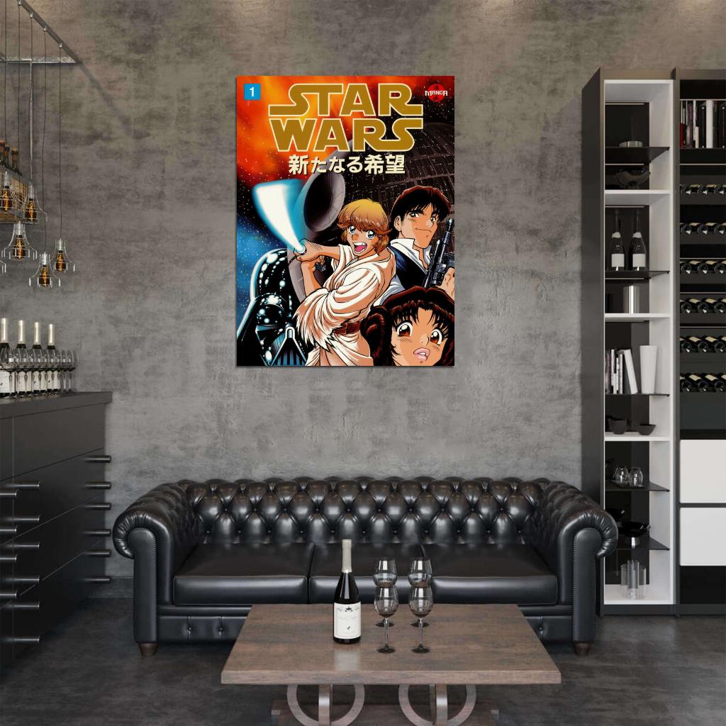Star Wars Manga Anime Art Luke Skywalker Leia Vader Solo Wall Art Print Poster