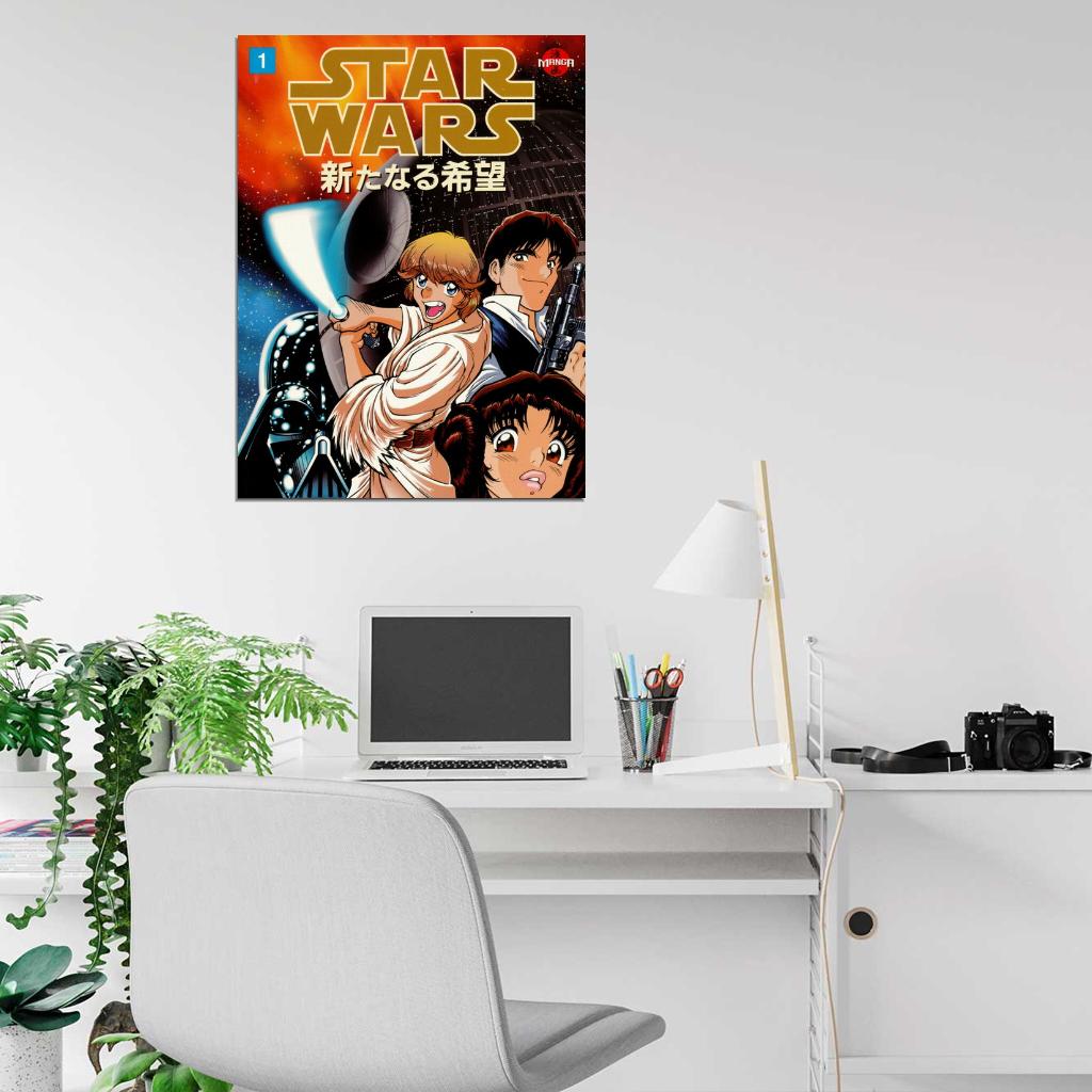 Star Wars Manga Anime Art Luke Skywalker Leia Vader Solo Wall Art Print Poster