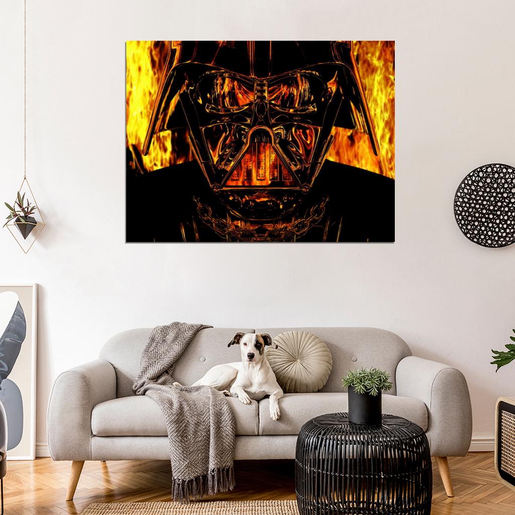 Darth Vader Mask Fire Flames Star Wars Art Wall Art Print Poster