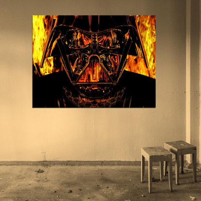 Darth Vader Mask Fire Flames Star Wars Art Wall Art Print Poster