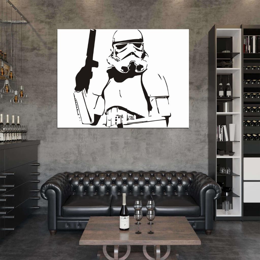 Stormtrooper Stencil Artwork Black White BW Star Wars Art Wall Art Print Poster