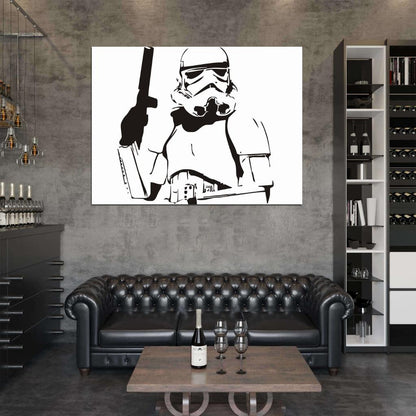 Stormtrooper Stencil Artwork Black White BW Star Wars Art Wall Art Print Poster