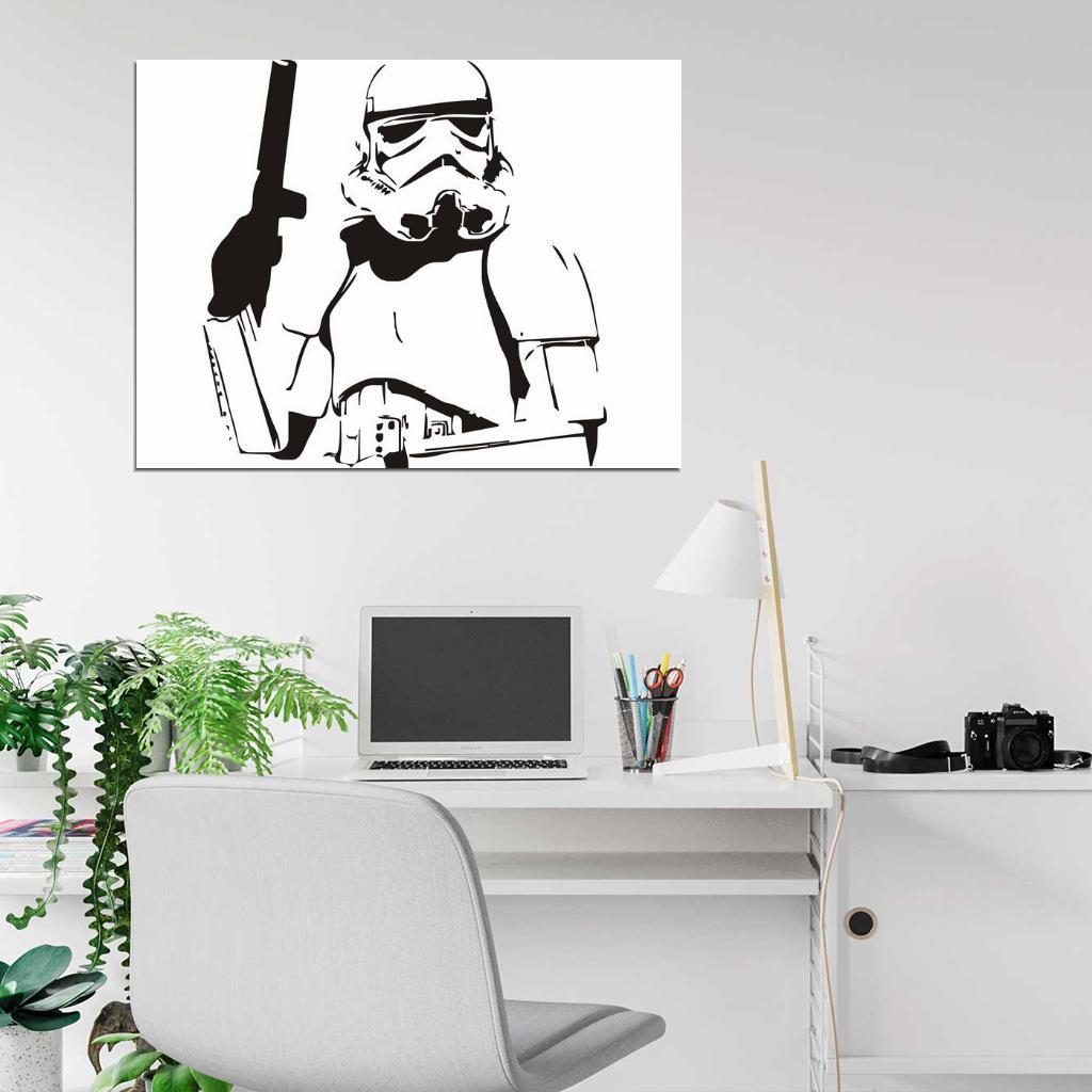 Stormtrooper Stencil Artwork Black White BW Star Wars Art Wall Art Print Poster