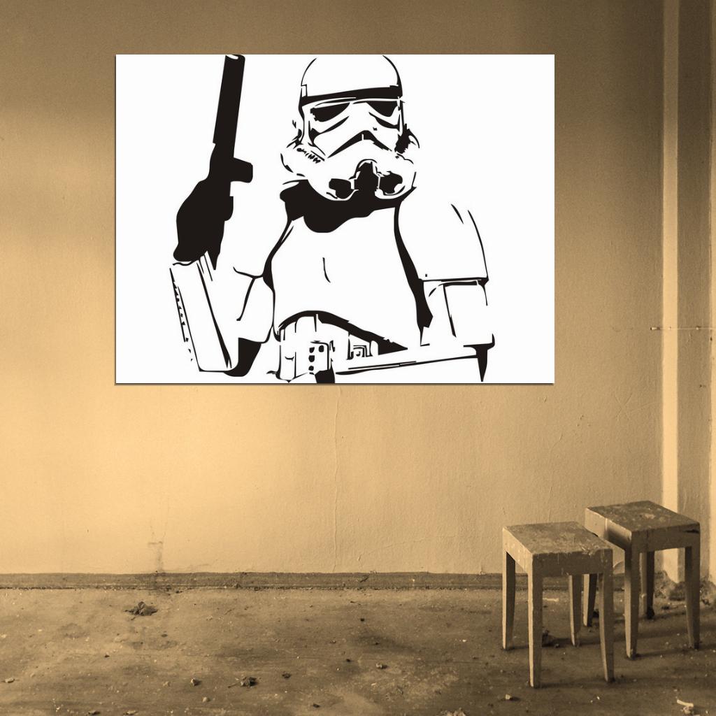 Stormtrooper Stencil Artwork Black White BW Star Wars Art Wall Art Print Poster