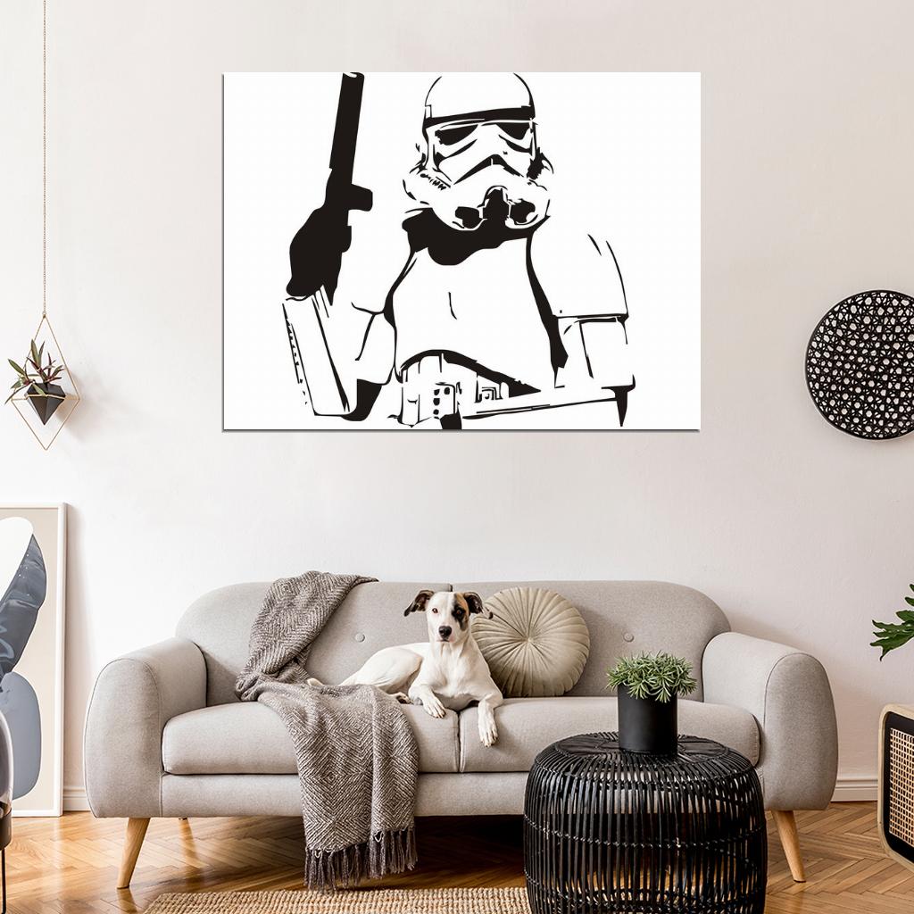 Stormtrooper Stencil Artwork Black White BW Star Wars Art Wall Art Print Poster